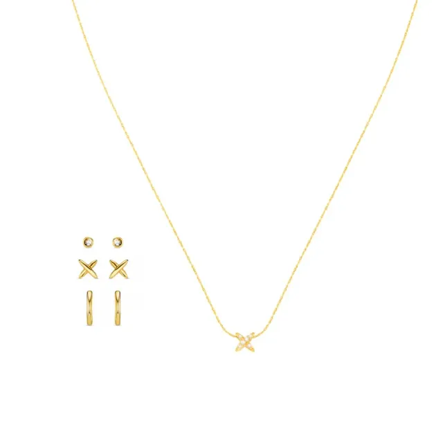 Orelia Polished Cross Necklace Earring smykkesæt forgyldt