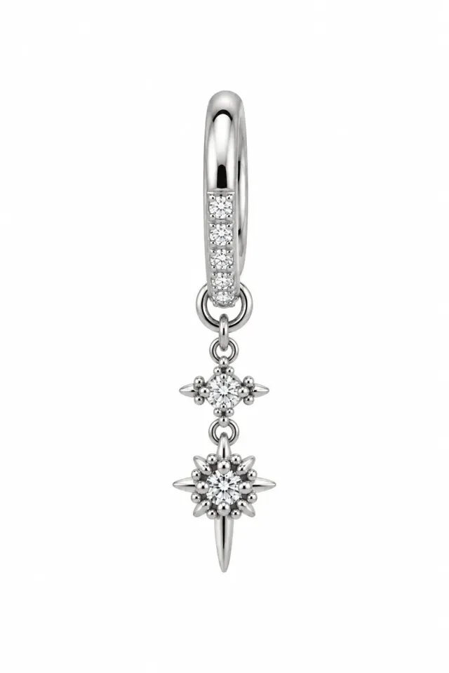 WOS UP Fairy single øreringe sølv klar zirkon 3,9 cm