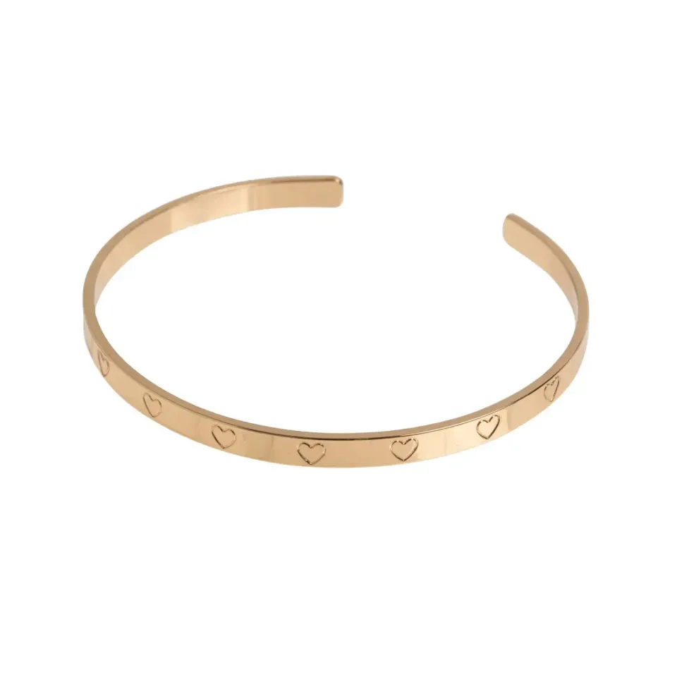 TIMI OF SWEDEN Hjertekontur armring guld justerbar