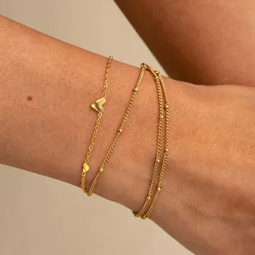 Timi of Sweden Sarah hjerte armbånd stål forgyldt 18cm