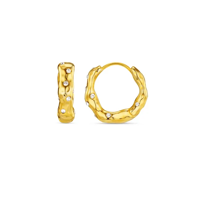 Orelia Molten hoop øreringe guld Swarovski medium