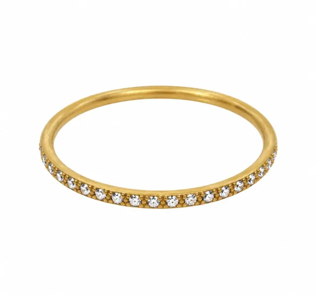 Wos Up Spot Clear ring guld str 16 stål med sten