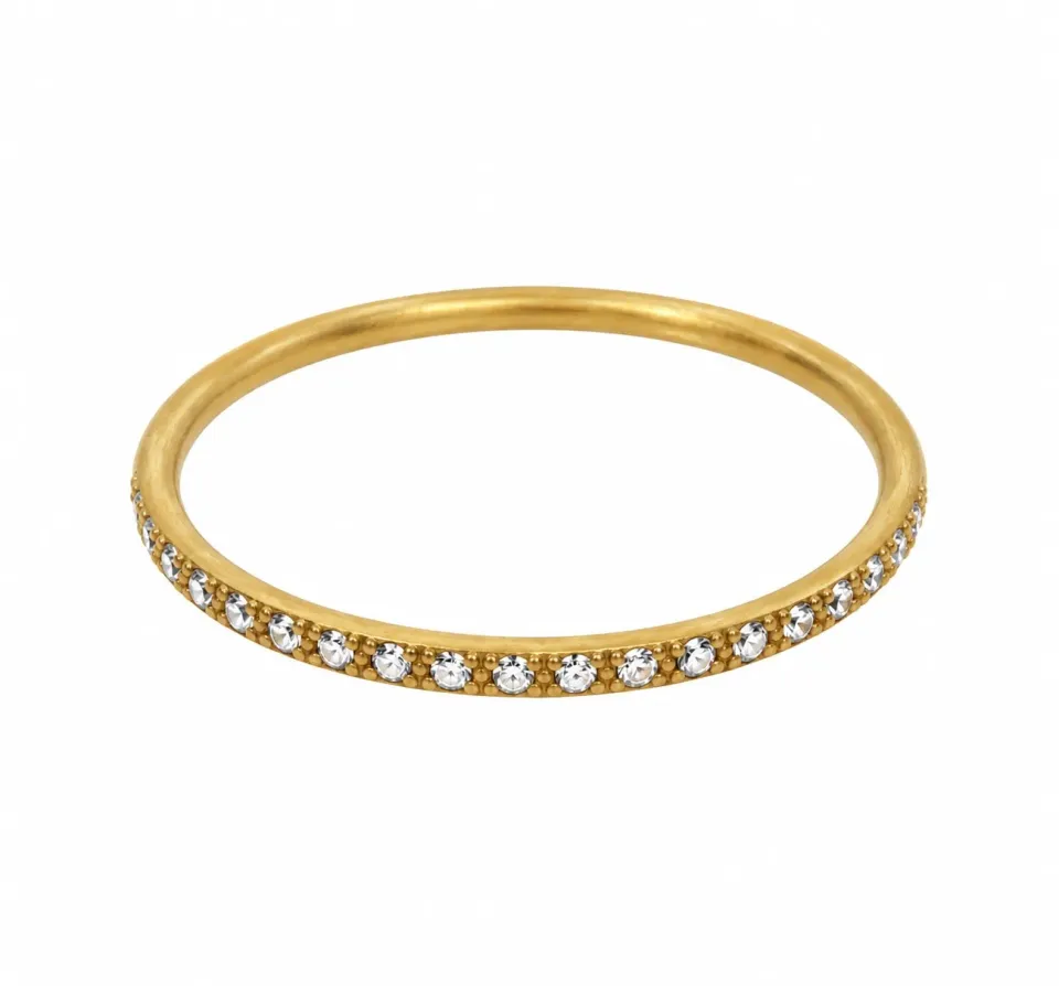 Wos Up Spot Clear ring guld str 16 stål med sten