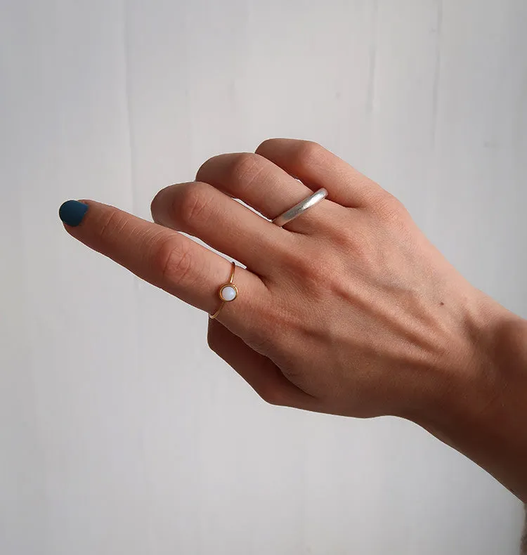 Wos Tea ring hvidguld tynd stålring