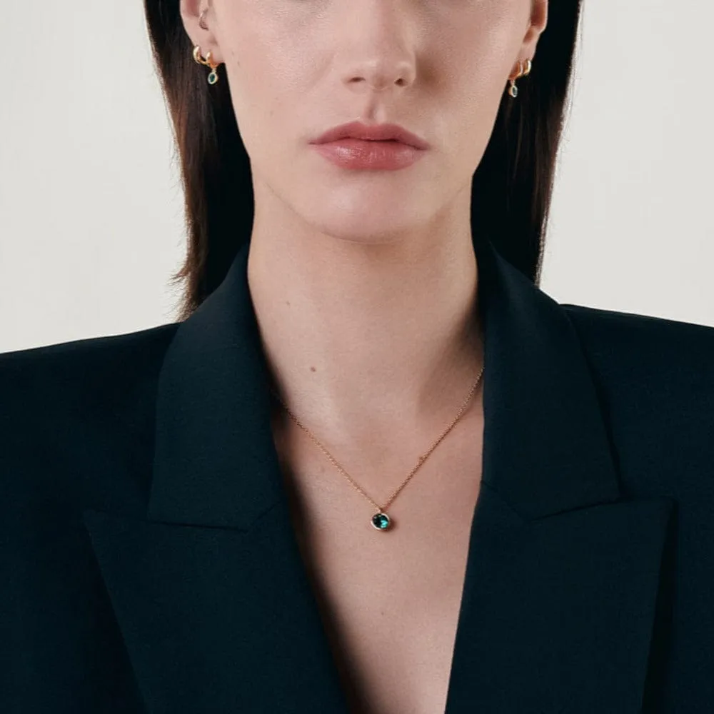 Orelia Emerald Swarovski halskæde guld grøn krystal