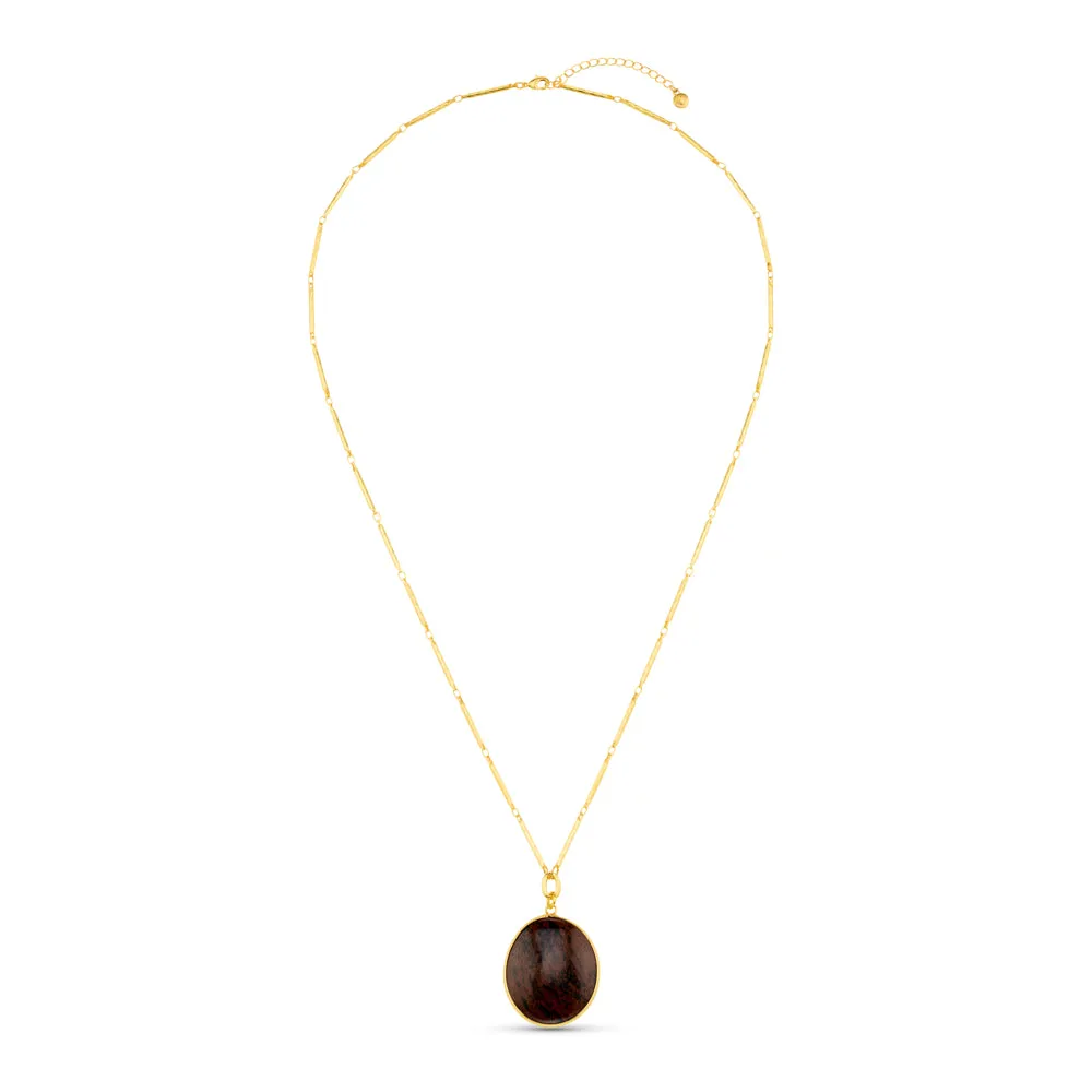 Orelia Semi-Precious Obsidian halskæde forgyldt lang