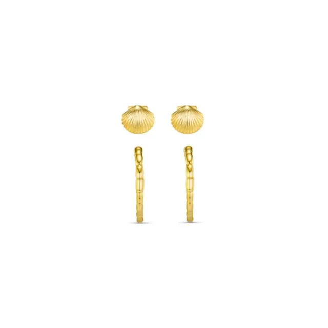 Orelia Shell & Molten Mid-Size Hoop øreringesæt guld 4 stk