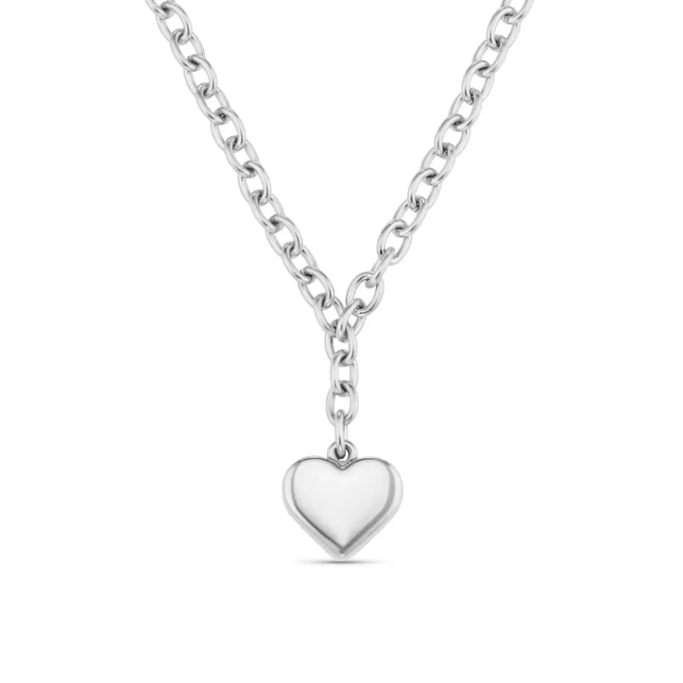 Orelia LUXE Chunky Heart Drop halskæde sølv