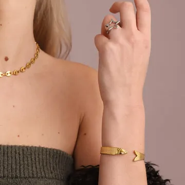 TIMI OF SWEDEN Indigo Star ring stål justerbar vandtæt