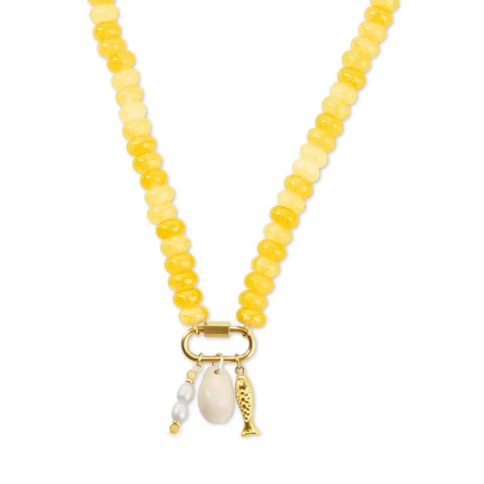 TIMI OF SWEDEN My Ocean Bead halskæde forgyldt 40 cm