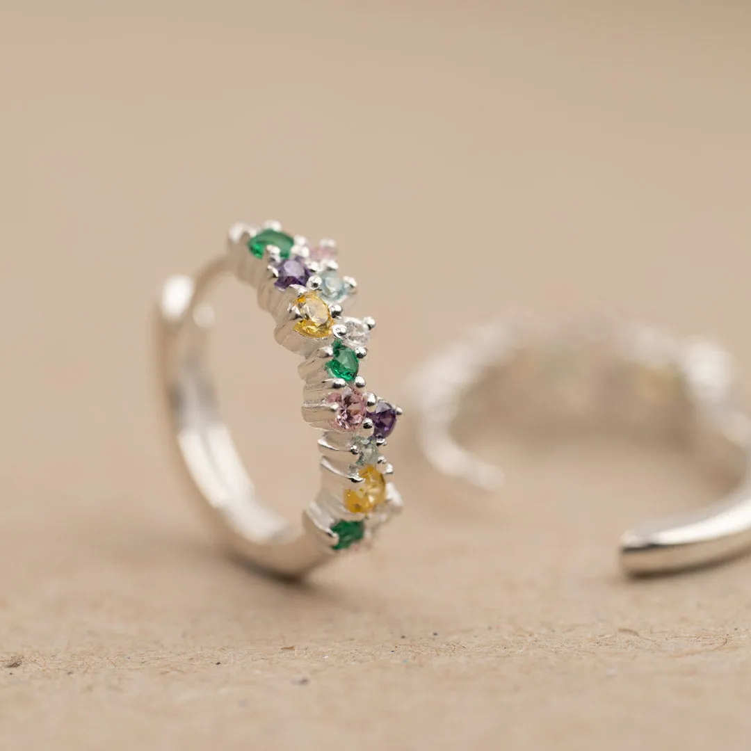 Sisi Copenhagen Clair Rainbow huggie øreringe sølv 15 mm