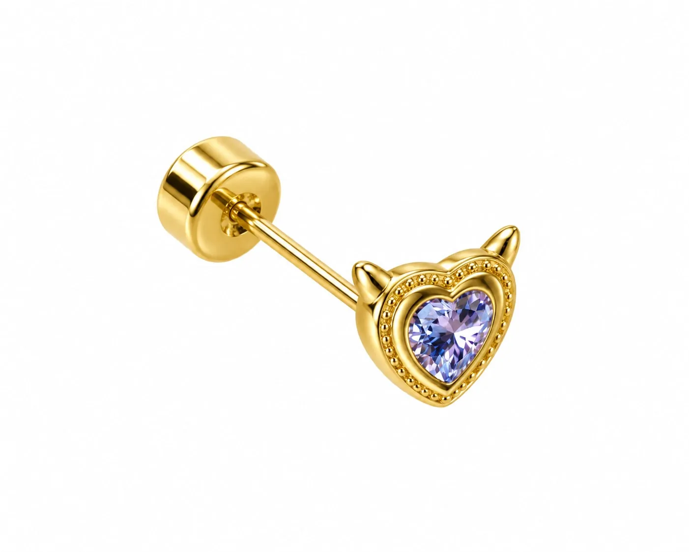 Wos Devil Heart ørestik guld enkelt 0,5 cm