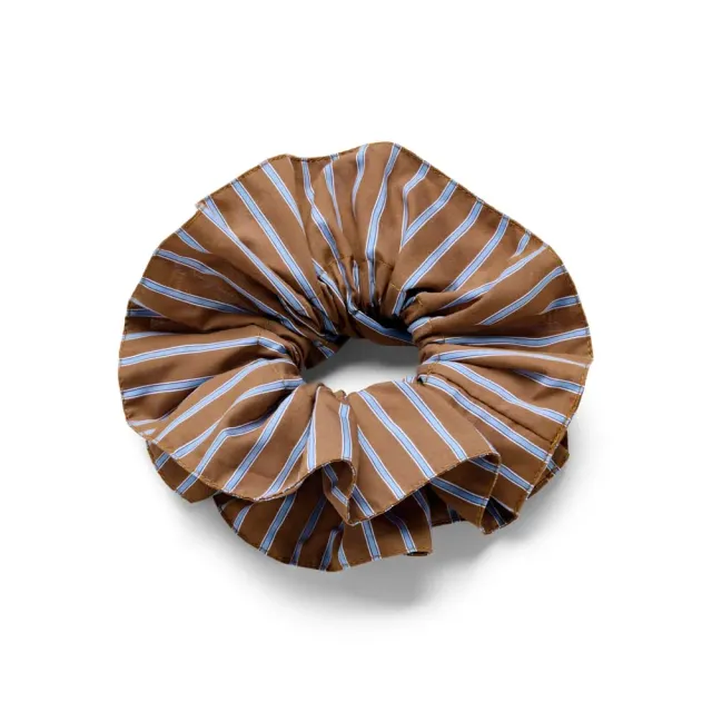 Orelia Oversized Brown & Blue Stripe scrunchie stribet