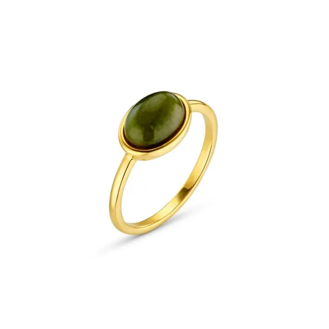 Orelia Semi-Precious Green Jade ring M/L forgyldt grøn jade