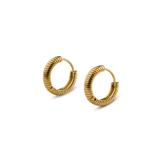 TIMI OF SWEDEN Vivia ribbet hoop øreringe guld 11 mm