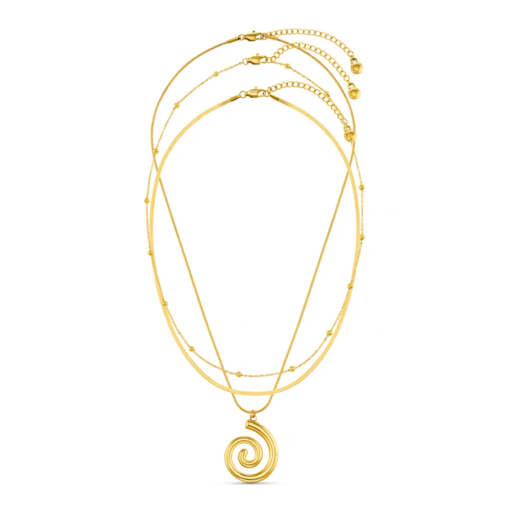 Orelia LUXE Spiral Multi-Row halskæde guld