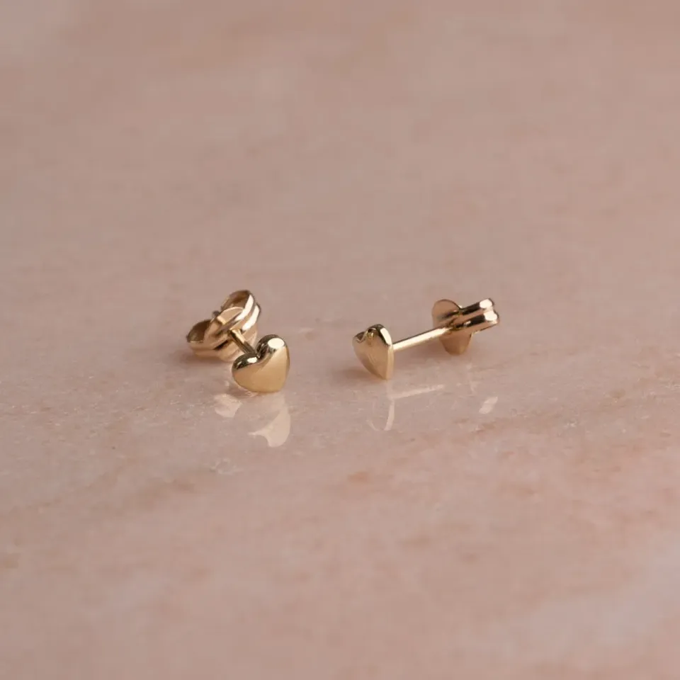 Sisi Copenhagen Heart ørestikker massiv 9kt guld par