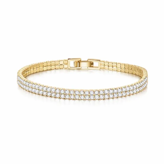 Bykjaergaard Curve tennis armbånd forgyldt zirkonia