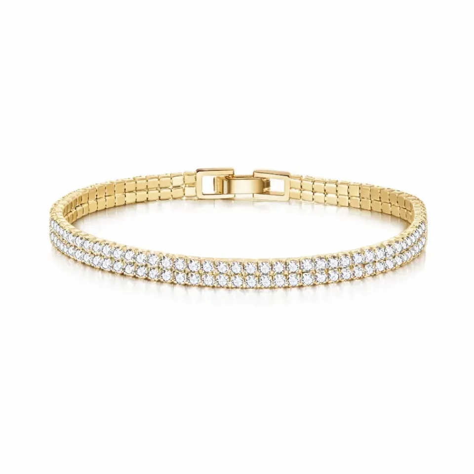 Bykjaergaard Curve tennis armbånd forgyldt zirkonia