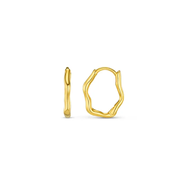 Orelia Organic Wave huggie øreringe guld
