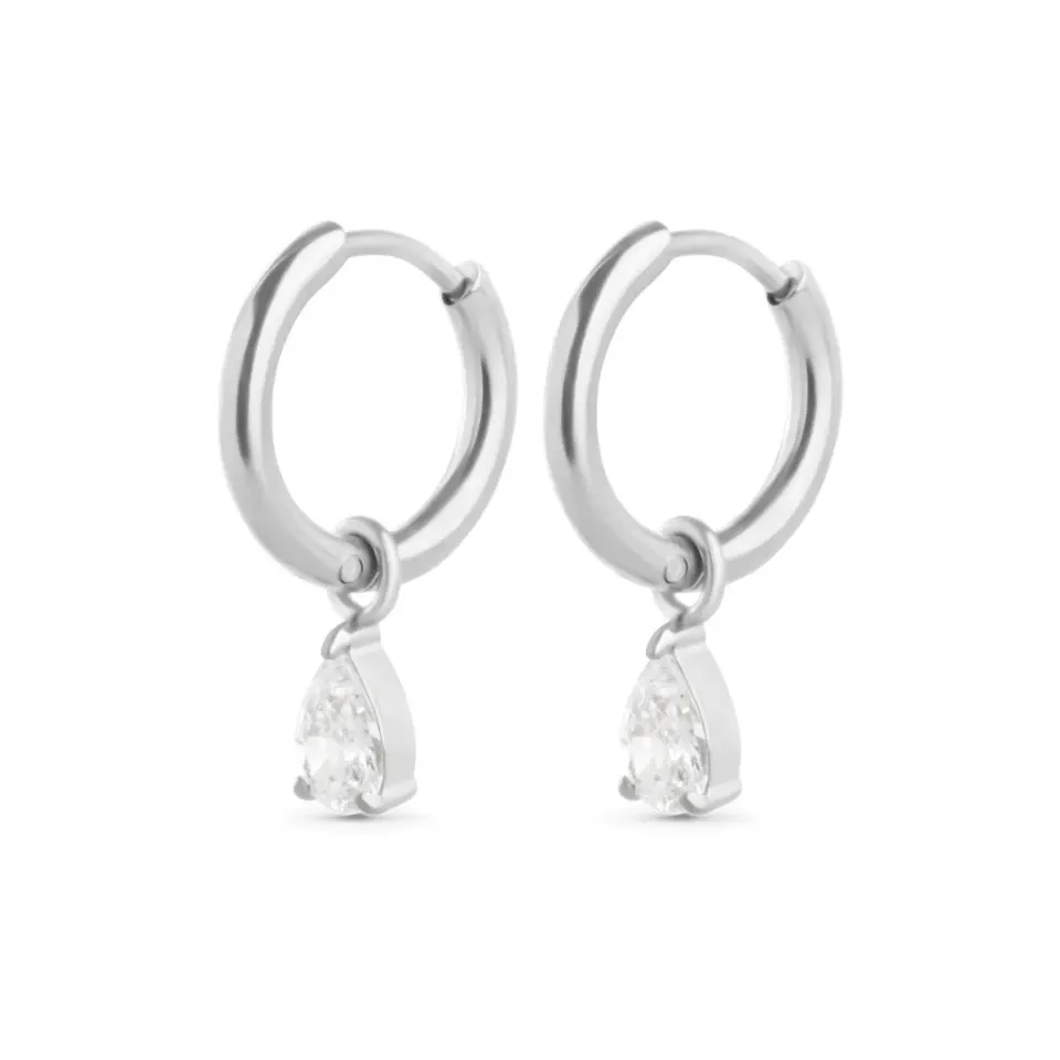 TIMI OF SWEDEN Elle crystal hoop øreringe sølv waterproof