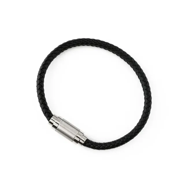 Orelia Black Plaited Leather armbånd sort læder