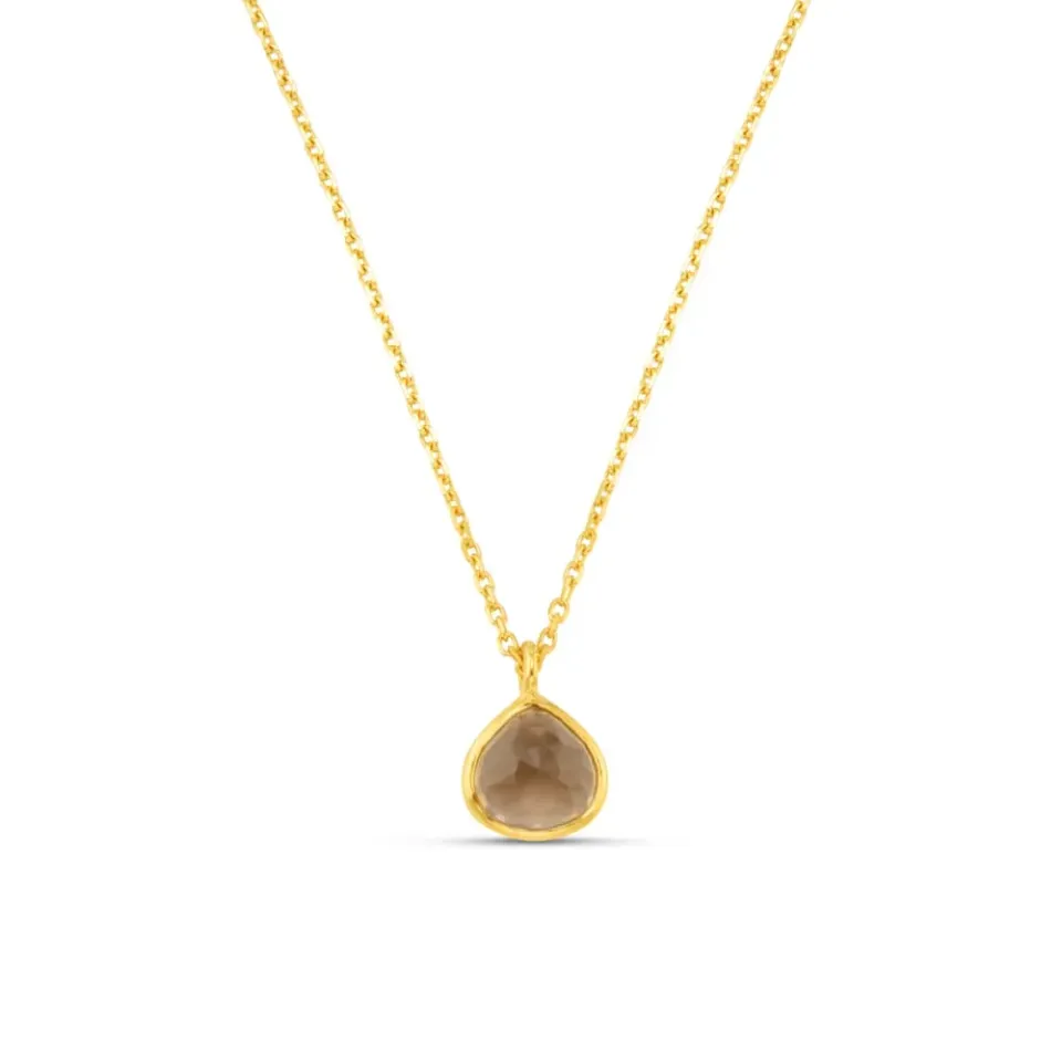 Orelia LUXE Smokey Quartz halskæde 18kt guld sten