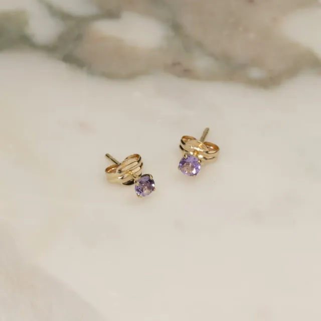 Sisi Copenhagen Soley Stud ørestikker guld ametyst 3mm