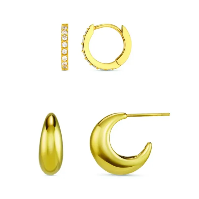Orelia LUXE Pavé Tapered sæt øreringe forgyldt hoops