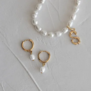 Timi of Sweden Pearl Small Hoop øreringe perle stål