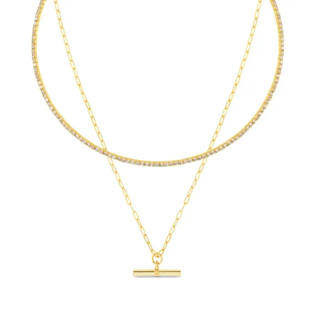 Orelia T-Bar Crystal Choker halssæt guld 2-delt