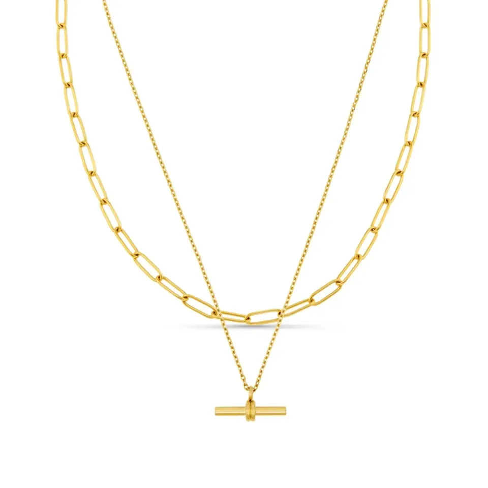 Orelia LUXE Fine T-bar & Chain halskædesæt guld 2-dele