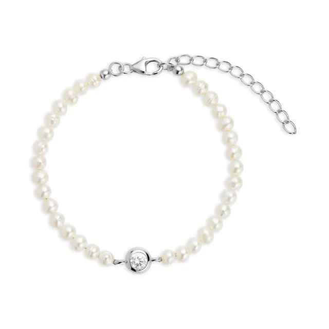 Bykjaergaard Allure armbånd sølv med ferskvandsperler zirkonia