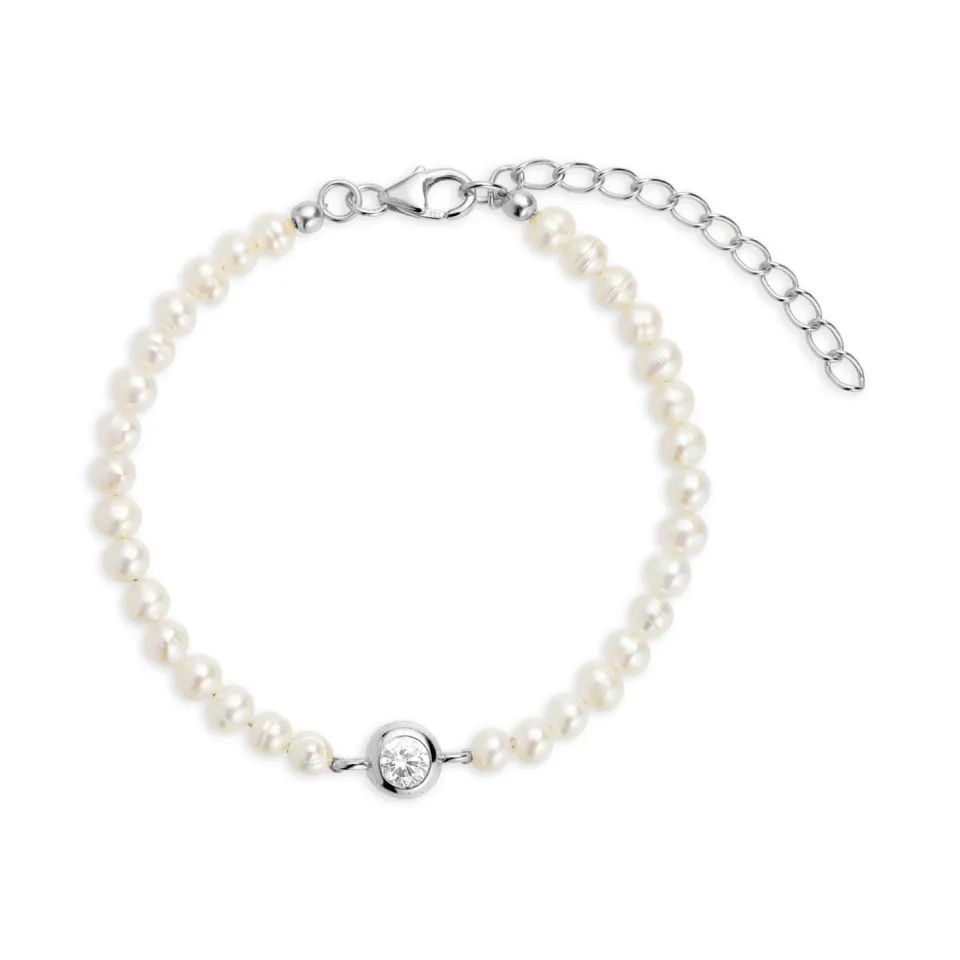 Bykjaergaard Allure armbånd sølv med ferskvandsperler zirkonia