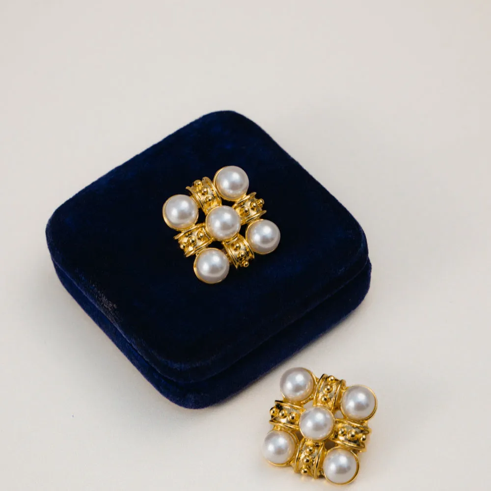 Orelia Statement Cross Pearl stud øreringe guld perle