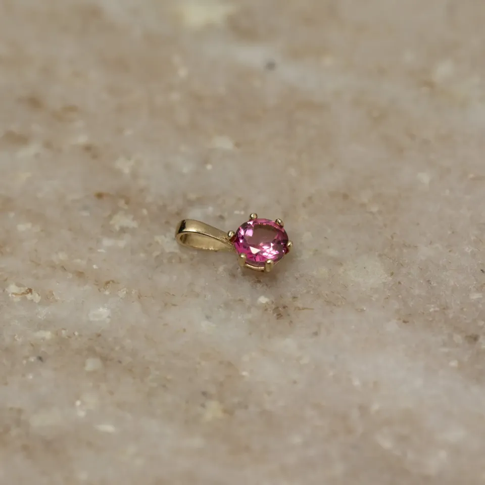 Sisi Copenhagen Soley Pink Topaz vedhæng massivt guld