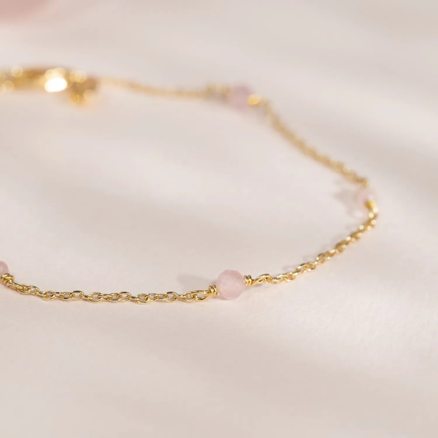 Sisi Copenhagen Isabella armbånd forgyldt rosa jade 16+4cm