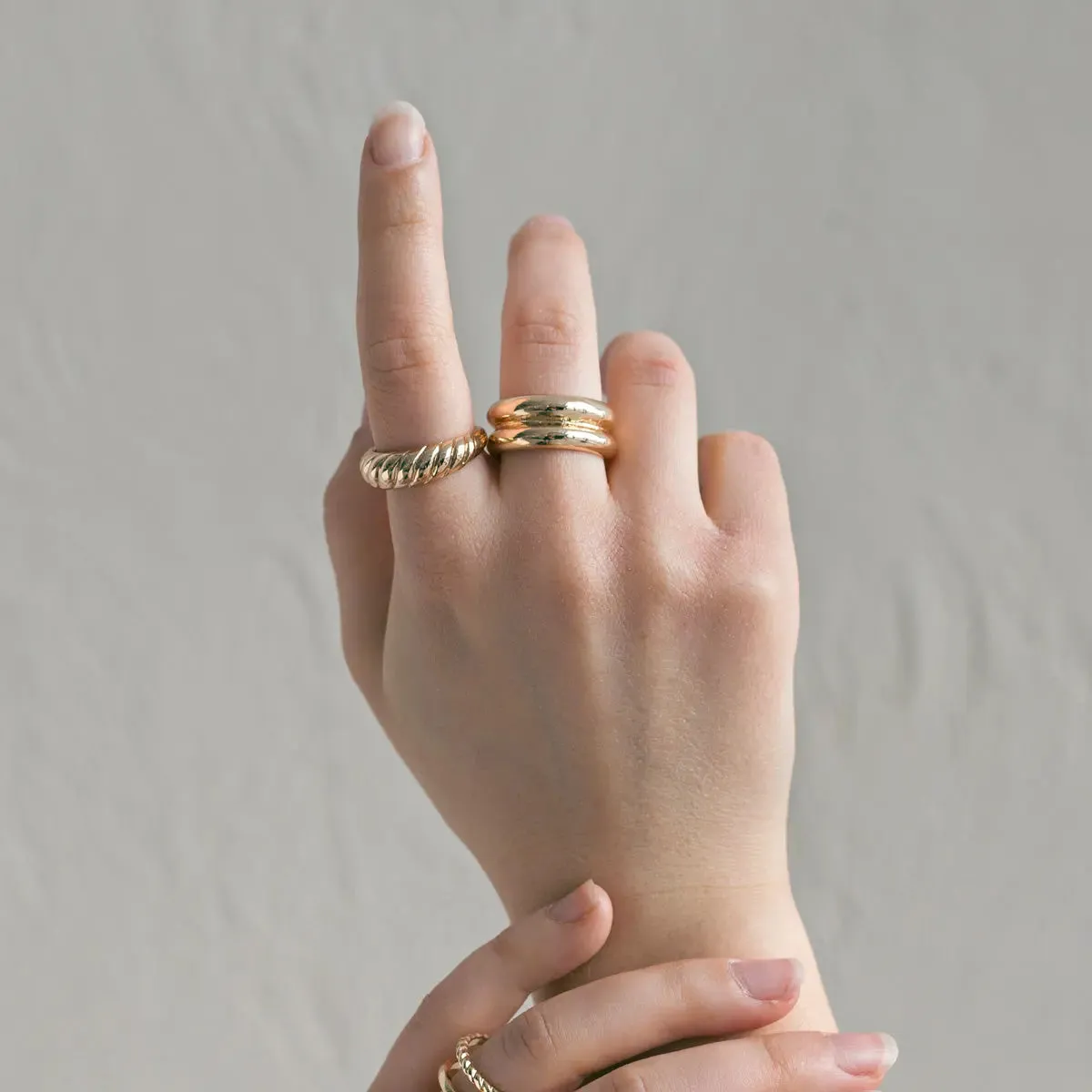 TIMI OF SWEDEN Croissant ring forgyldt str 17,5