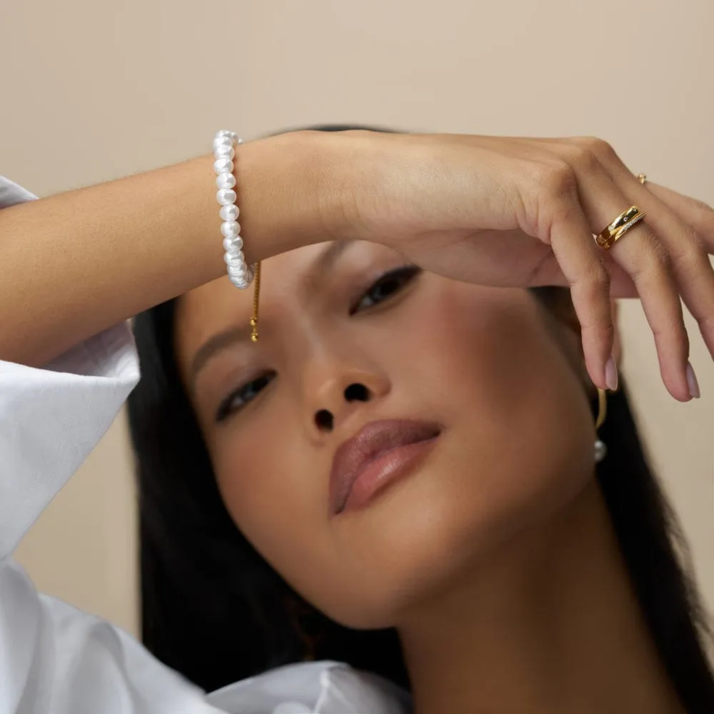 Orelia Pearl Slider armbånd guld perle justerbar