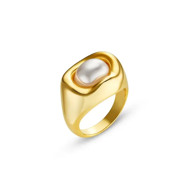 Orelia Statement Molten Pearl ring guld med perle