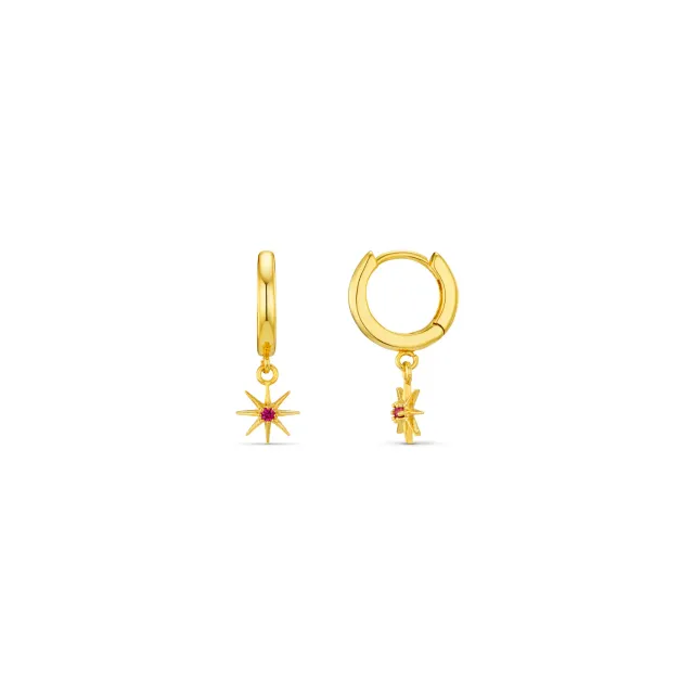Orelia July Birthstone Ruby huggie øreringe guld rød