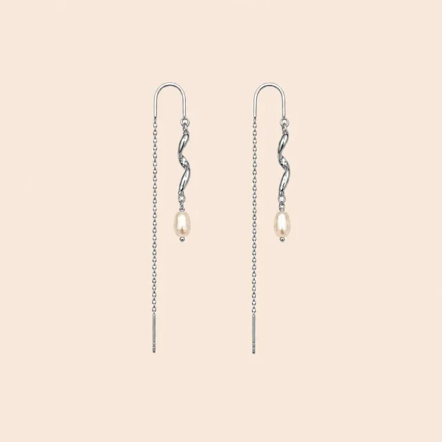Lulo Jewelry Wave Pearl Strings øreringe 925S sølv med perle