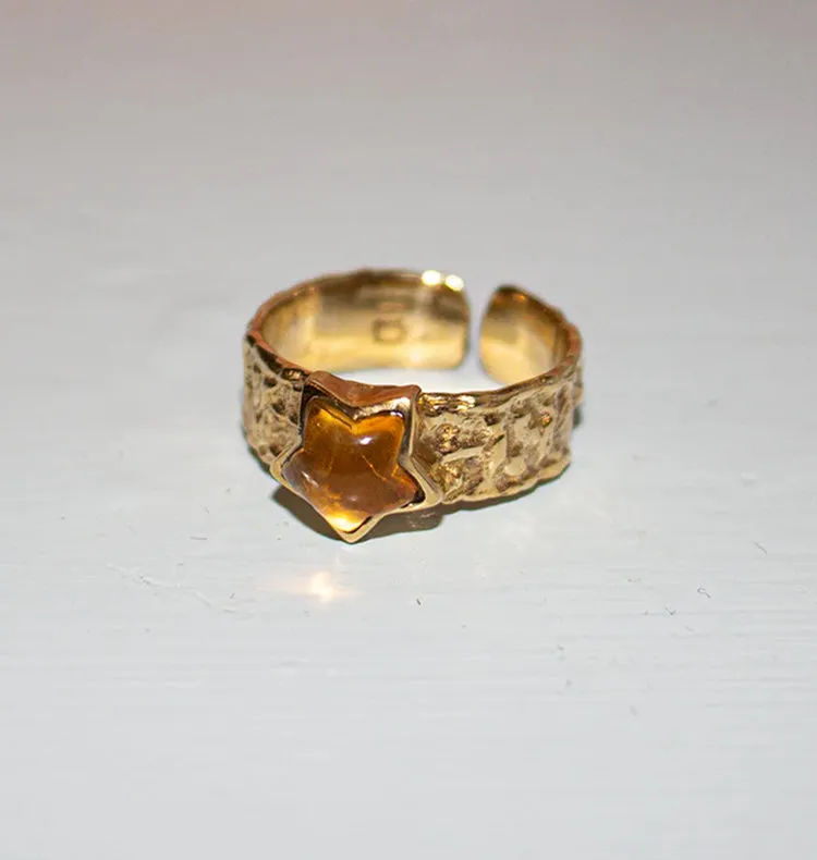Wos Bedazzled Mini Ursa ring messing citrin gul