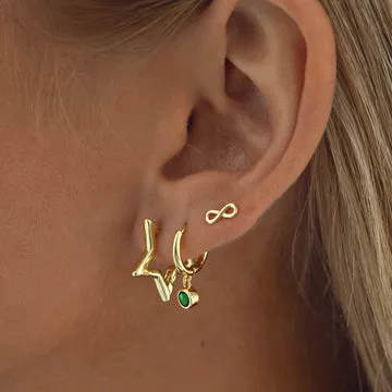 TIMI OF SWEDEN Brave Green Crystal hoops guld