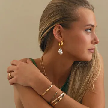 TIMI OF SWEDEN Cora Large Pearl Hoop øreringe guld 40mm