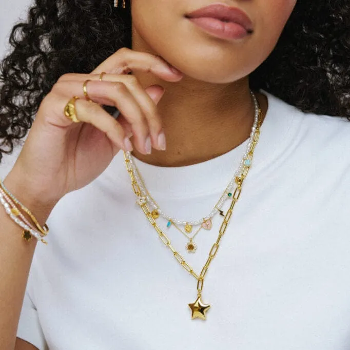 Orelia Statement Star Charm halskæde guld stjerne