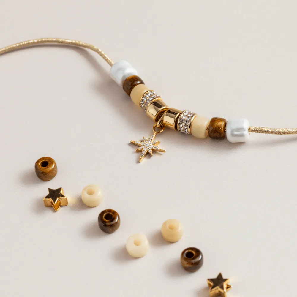 Orelia Create Your Own Star & Pearl armbånd tigerøje