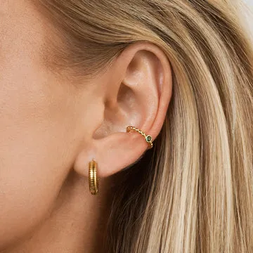 TIMI OF SWEDEN Vivia ribbed hoop øreringe guld 11 mm