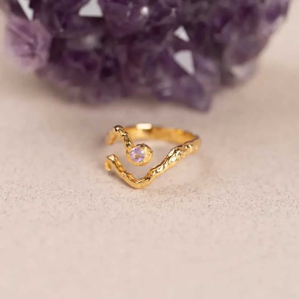 Sisi Copenhagen Emilia ring str 52 forgyldt lilla ametyst