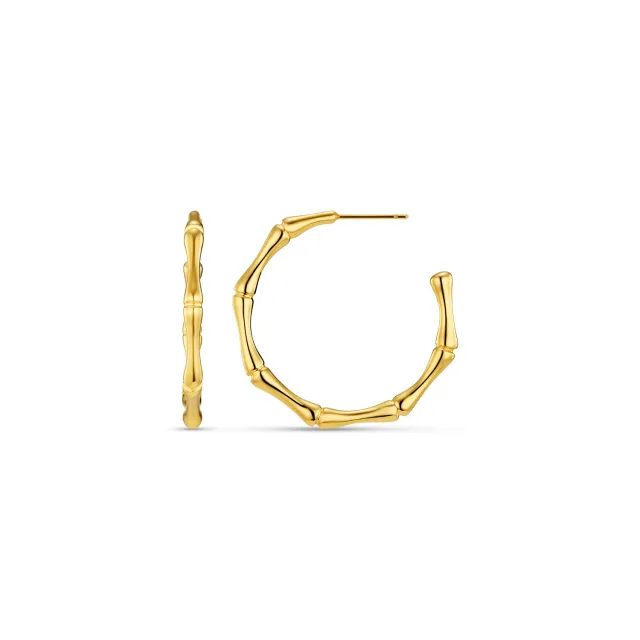 Orelia LUXE Polished Bamboo Large Hoop øreringe guld vandtæt